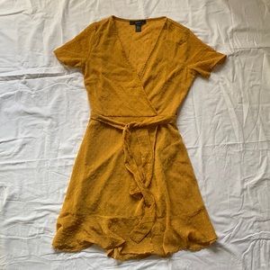 Yellow Flared Wrap Dress